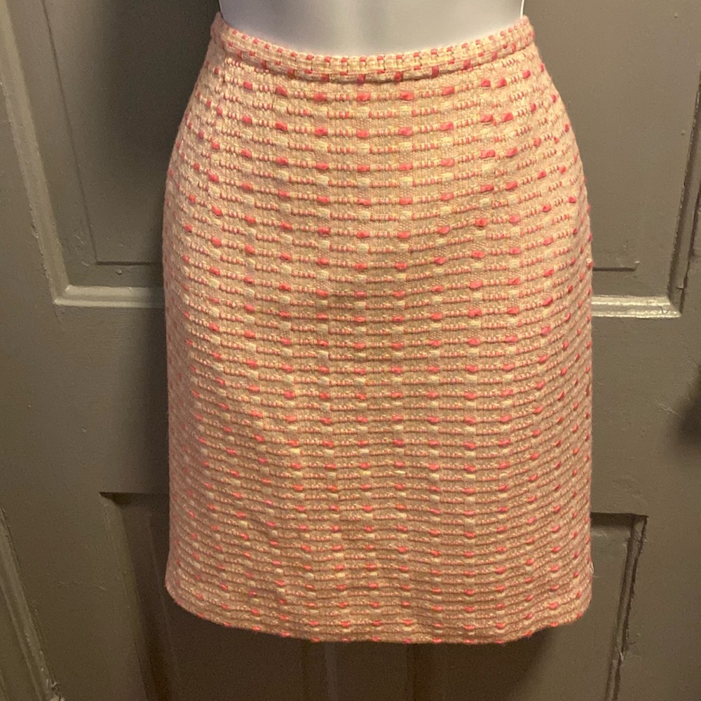 Pink and White Tweed Skirt